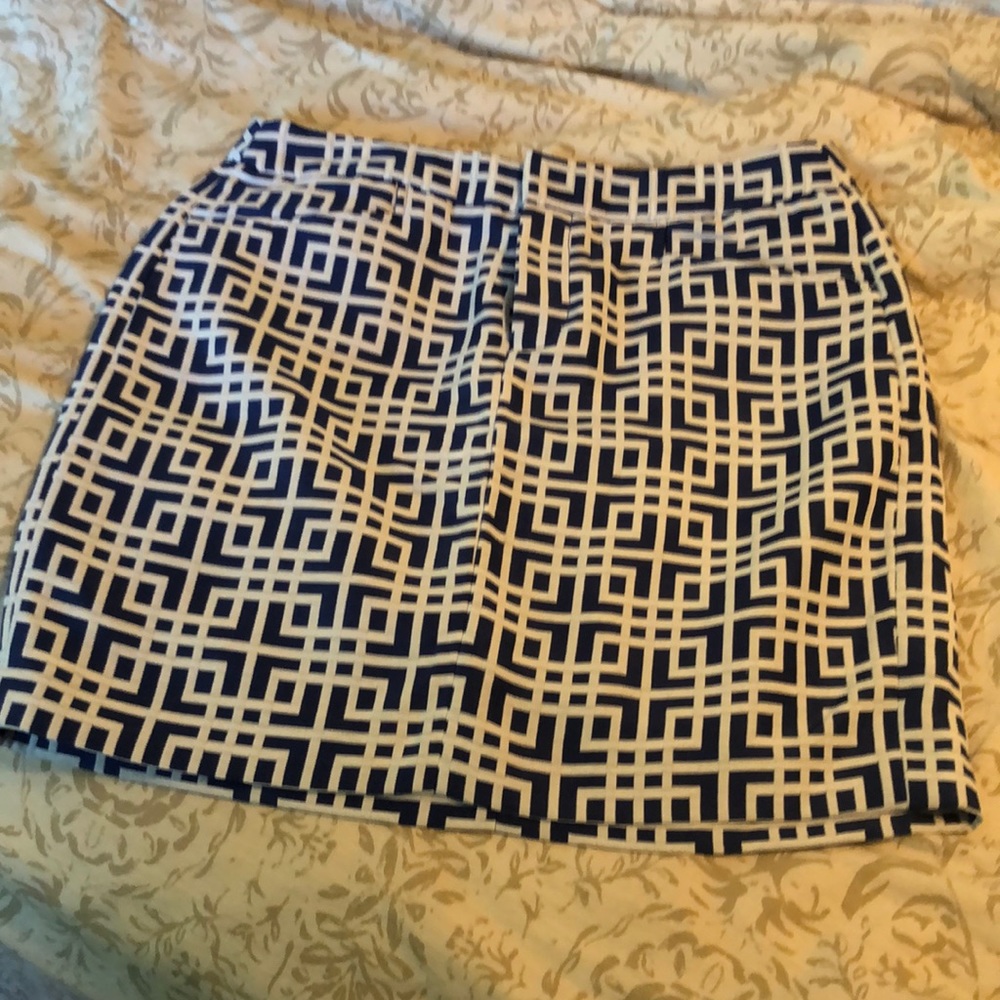 Womens blue & white loft skirt - worn twice to work!